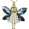 Schmuck LUISIA® Halsketten | Luisia® Filigrane Goldene Damen Halskette Mit Elfen-Anhanger Blau - 925 Silber Schmuck Mit Zirkonia