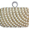 Damen Trachtenland Handtaschen | Elegante Damen Clutch Abendtasche "Big Pearl" - Creme