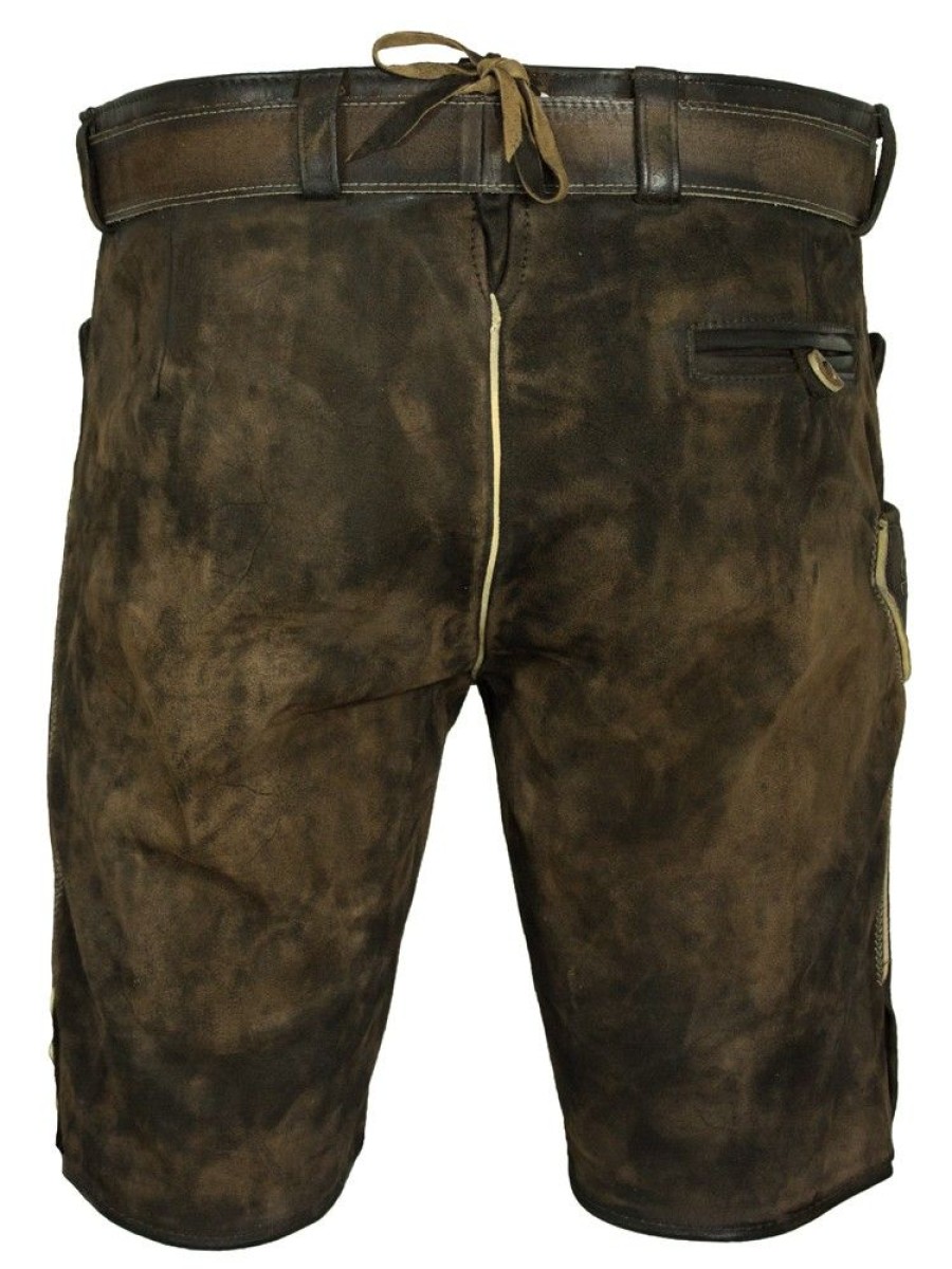 Herren Maddox Lederhosen | Maddox Kurze Lederhose Hector G - Alt Moor