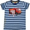 Jungen BONDI Shirts | Bondi T-Shirt "Feuerwehrauto" Fur Jungen 33122 | Blau Geringelt