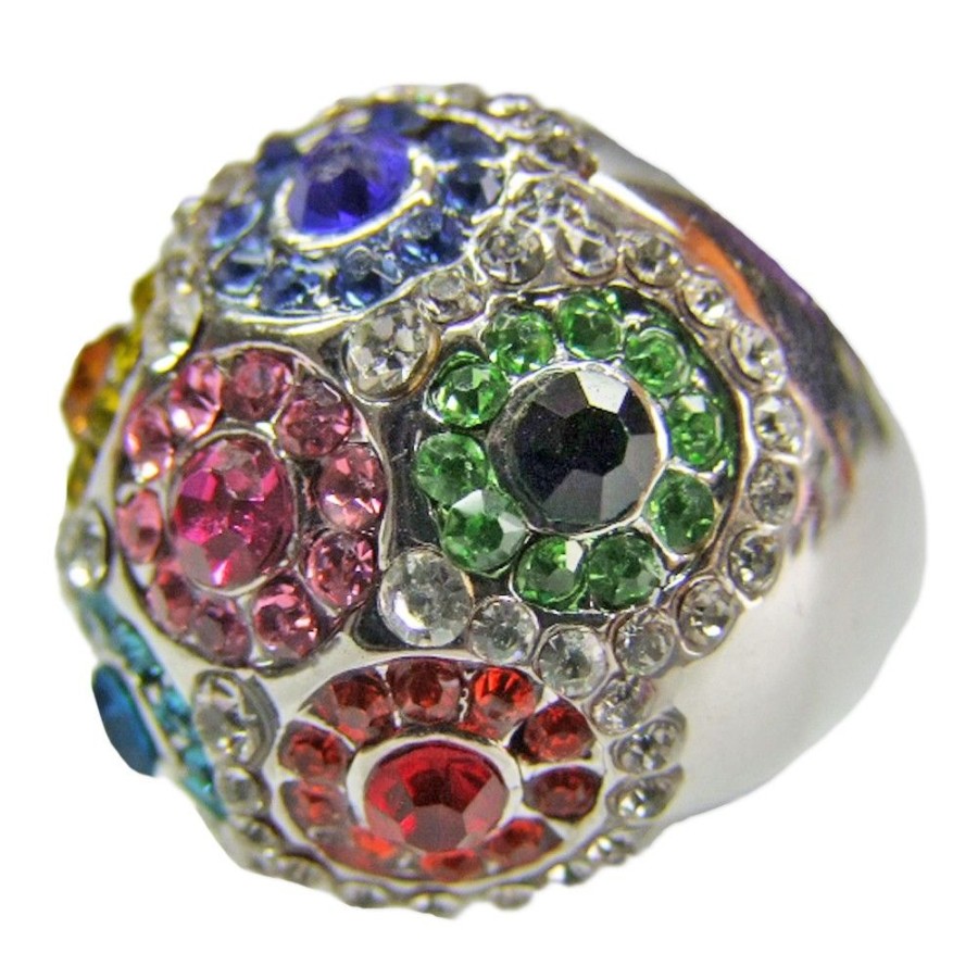 Schmuck Das Kostümland | Ring Colorful Mit Strasssteinen