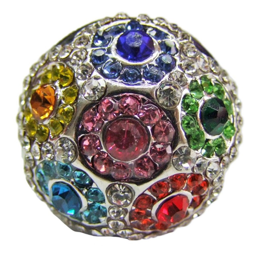 Schmuck Das Kostümland | Ring Colorful Mit Strasssteinen