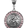 Schmuck Trachtenland | Trachten Halskette Mit Hirsch Strass Medaillon - Rosa