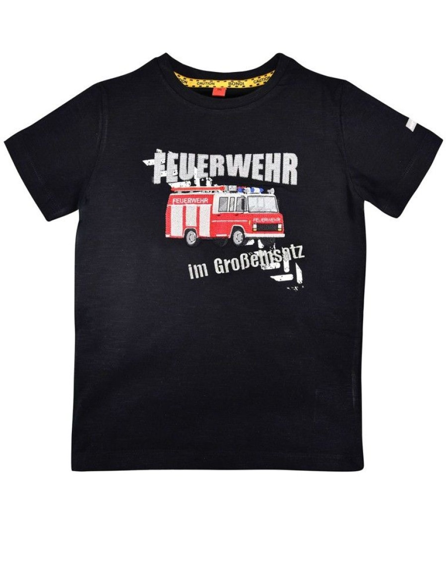 Jungen BONDI Shirts | Bondi Jungen T-Shirt "Feuerwehr" 33178 | Schwarz