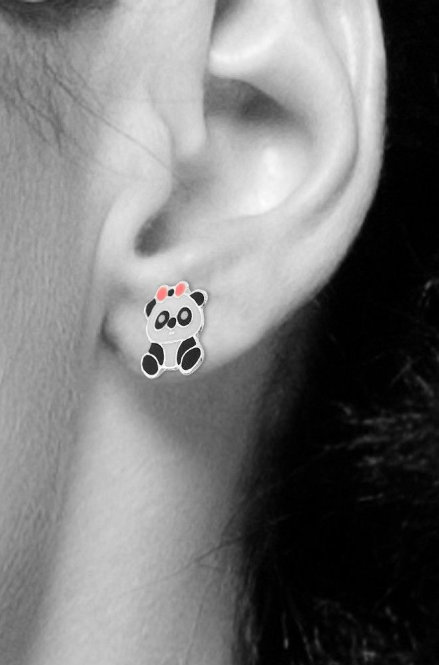 Schmuck LUISIA® | Luisia® Ohrstecker "Panda Bar" Mit Zirkonia E-15149 - 925 Sterling Silber