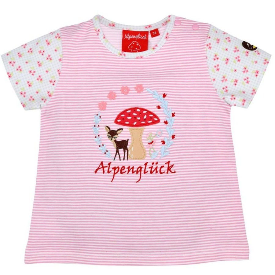 Madchen BONDI Blusen / Shirts | Bondi Madchen T-Shirt "Alpengluck" Mit Reh Und Pilz 86615 | Rosa