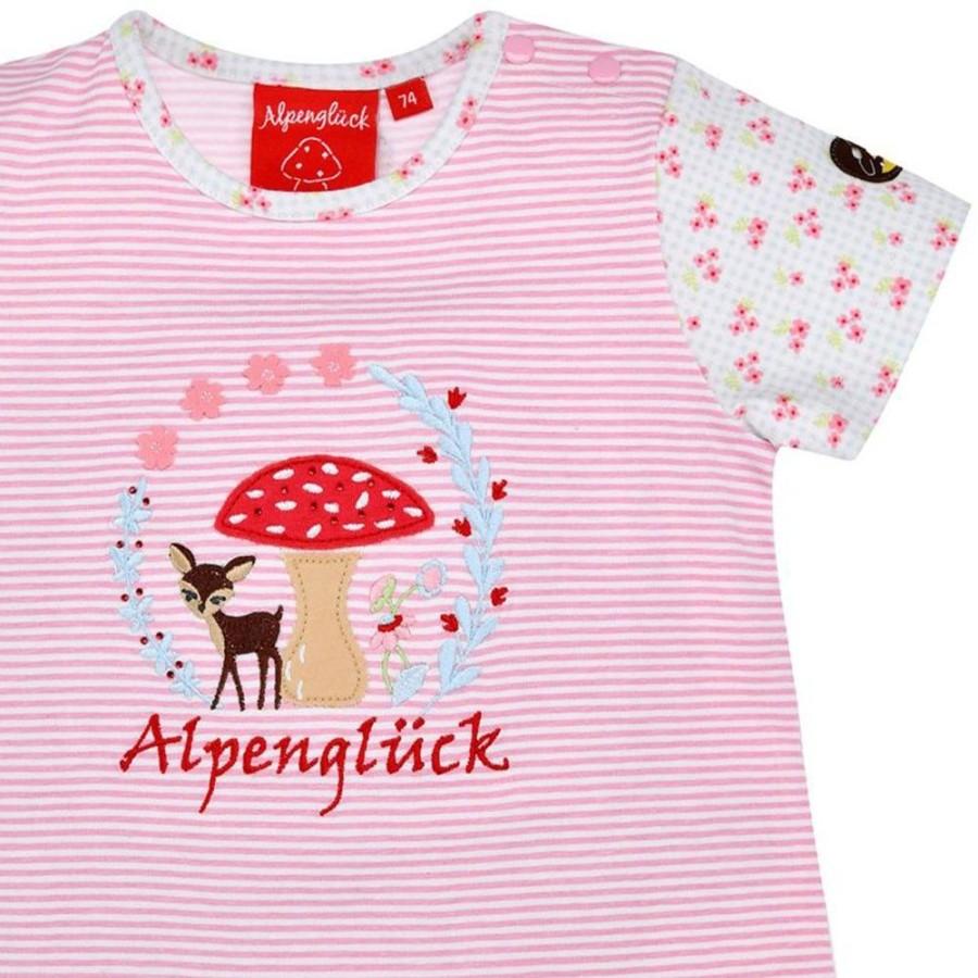 Madchen BONDI Blusen / Shirts | Bondi Madchen T-Shirt "Alpengluck" Mit Reh Und Pilz 86615 | Rosa