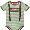 Jungen BONDI Baby Bodys | Bondi Baby Kurzarm Body "Lausbub" 91636 | Grun Gestreift