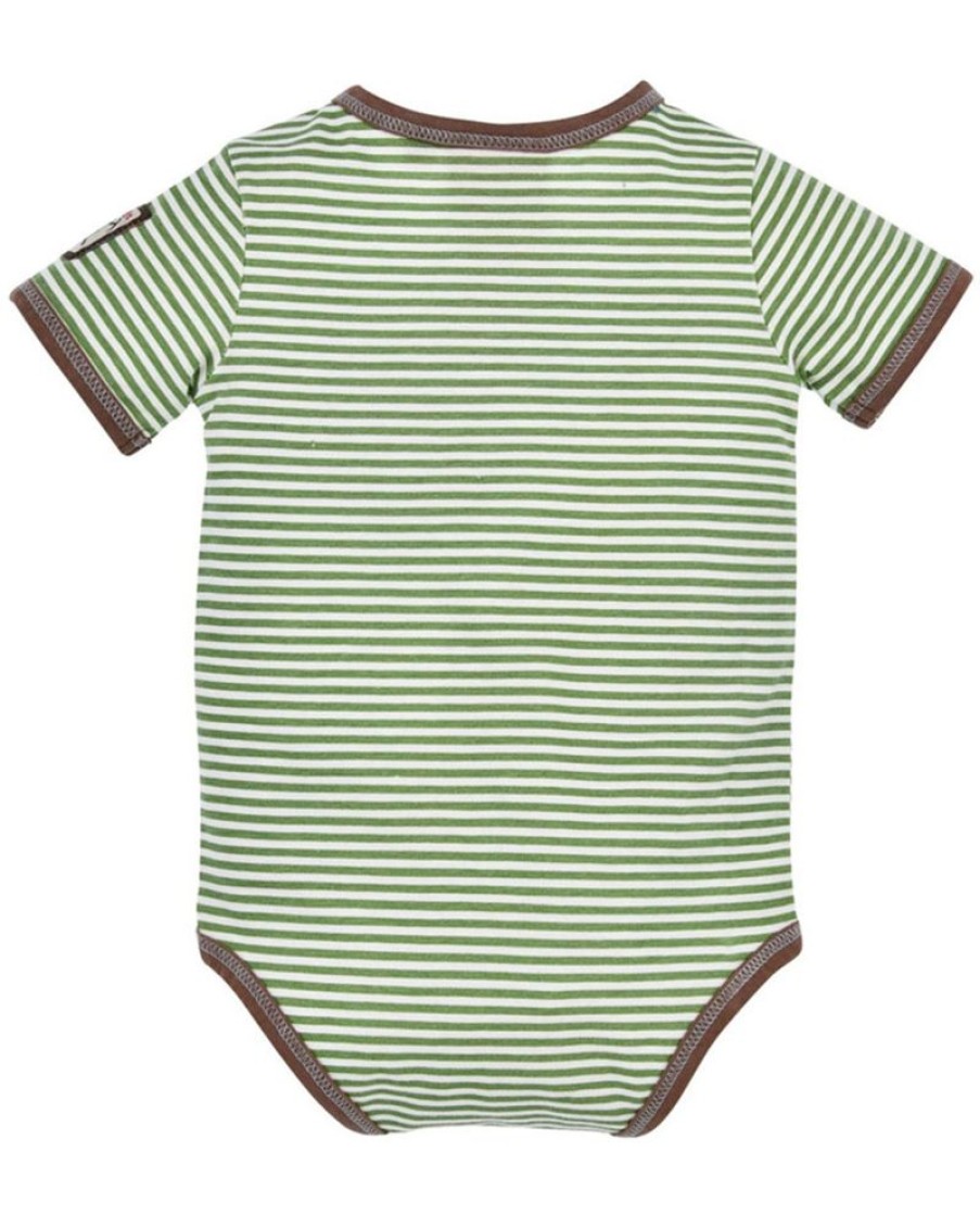 Jungen BONDI Baby Bodys | Bondi Baby Kurzarm Body "Lausbub" 91636 | Grun Gestreift