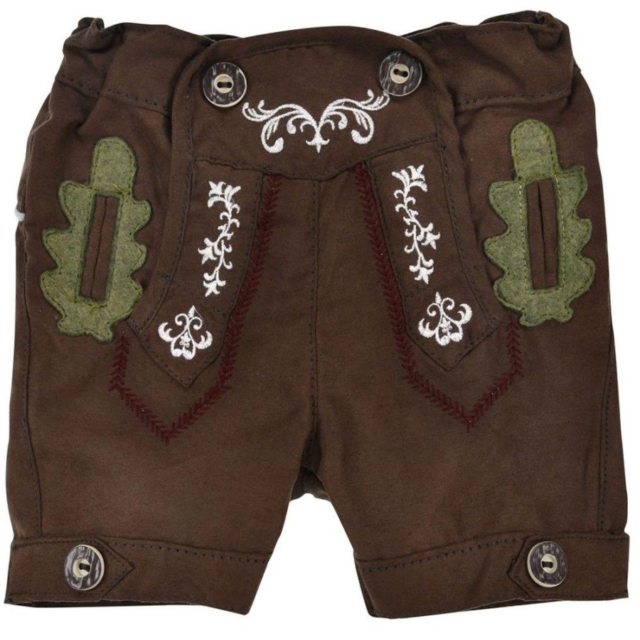 Jungen BONDI Lederhosen | Bondi Jungen Kunstleder Shorts Hose "Lausbub" 91586 | Braun