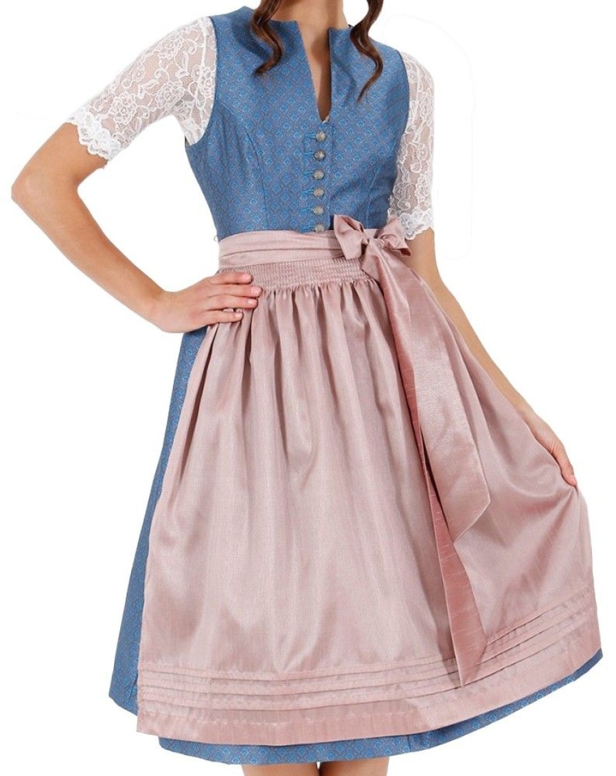 Damen Krüger Dirndl Dirndl | Kruger Collection Damen Dirndl Pia - Blau Rose 70Cm