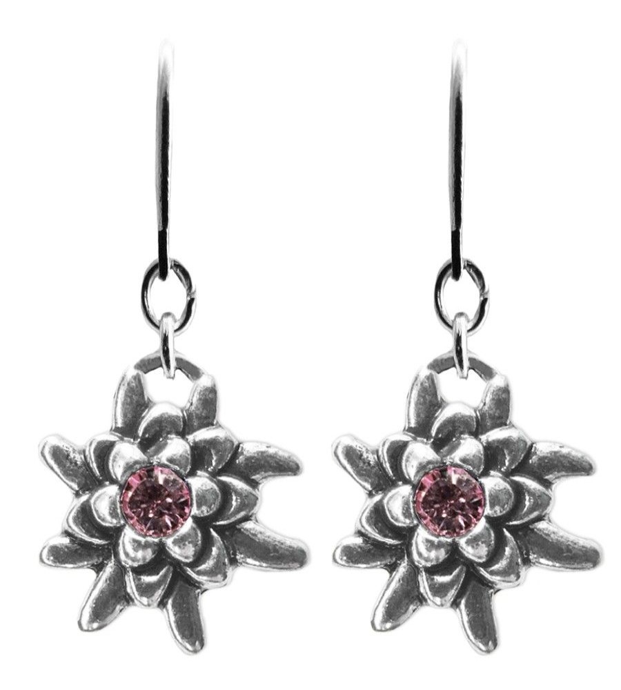 Schmuck Trachtenland | Luisia® Edelweis Ohrhanger Emilia Mit Kristallen Von Swarovski® - Light Rose / Rose