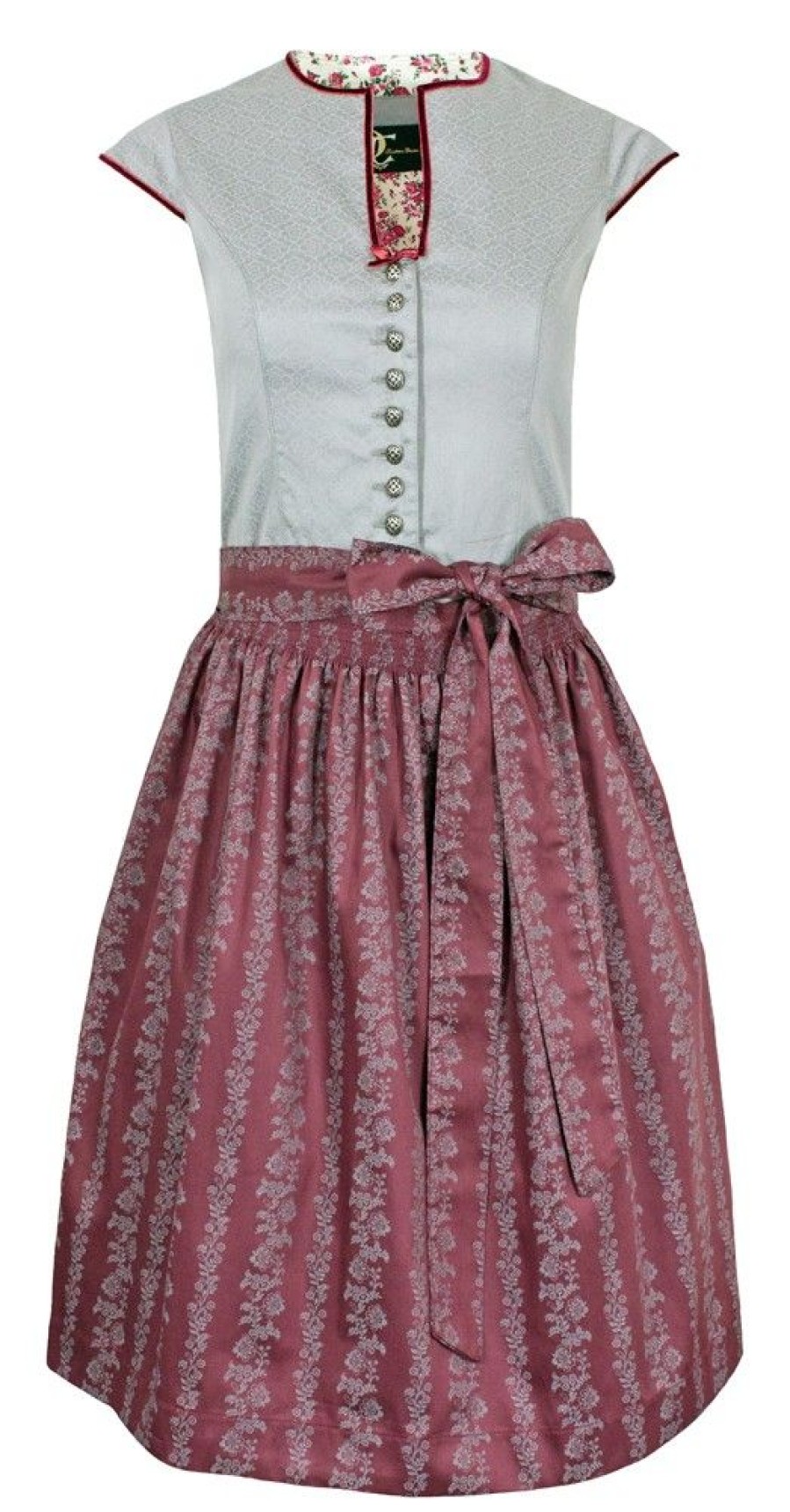 Damen Trachten Deiser Dirndl | Trachten Deiser Damen Dirndl "Claudia" - Kurzarm | Silbergrau 65Cm