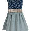 Madchen Isar-Trachten Dirndl | Isar-Trachten Kinder Kleid "Marissa" Rosenmuster 44002 | Blau