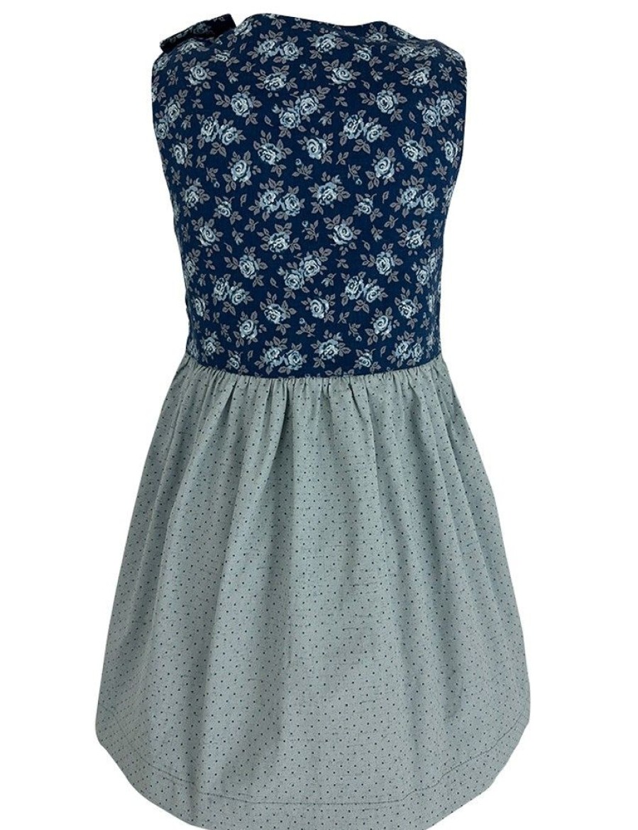 Madchen Isar-Trachten Dirndl | Isar-Trachten Kinder Kleid "Marissa" Rosenmuster 44002 | Blau