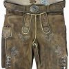 Herren Da´ Buchberger Lederhosen | Buchberger Kurze Lederhose "Hubert 3" Mit Gurtel | Ziegenvelours Braun Used