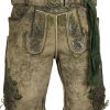 Herren Maddox Lederhosen | Maddox Kurze Herren Lederhose "Amsel" Mit Gurtel | Speckig Natur Grun