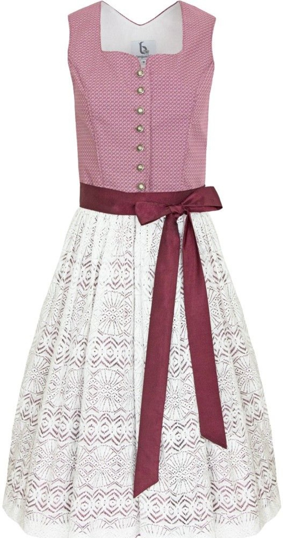 Damen Bergweiss Trachten Dirndl | Bergweiss Trachten Damen Dirndl Salloa - Bordeauxrot / Weiss 65Cm