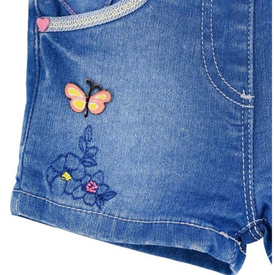 Madchen BONDI Fur´S Baby | Bondi Baby Kinder Jeansshorts "Butterfly"- Blau | Kurze Jeans