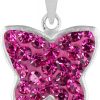 Schmuck LUISIA® | Luisia® Kettenanhanger Schmetterling Mit Kristallen Von Swarovski® - 925 Sterling Silber - Pink