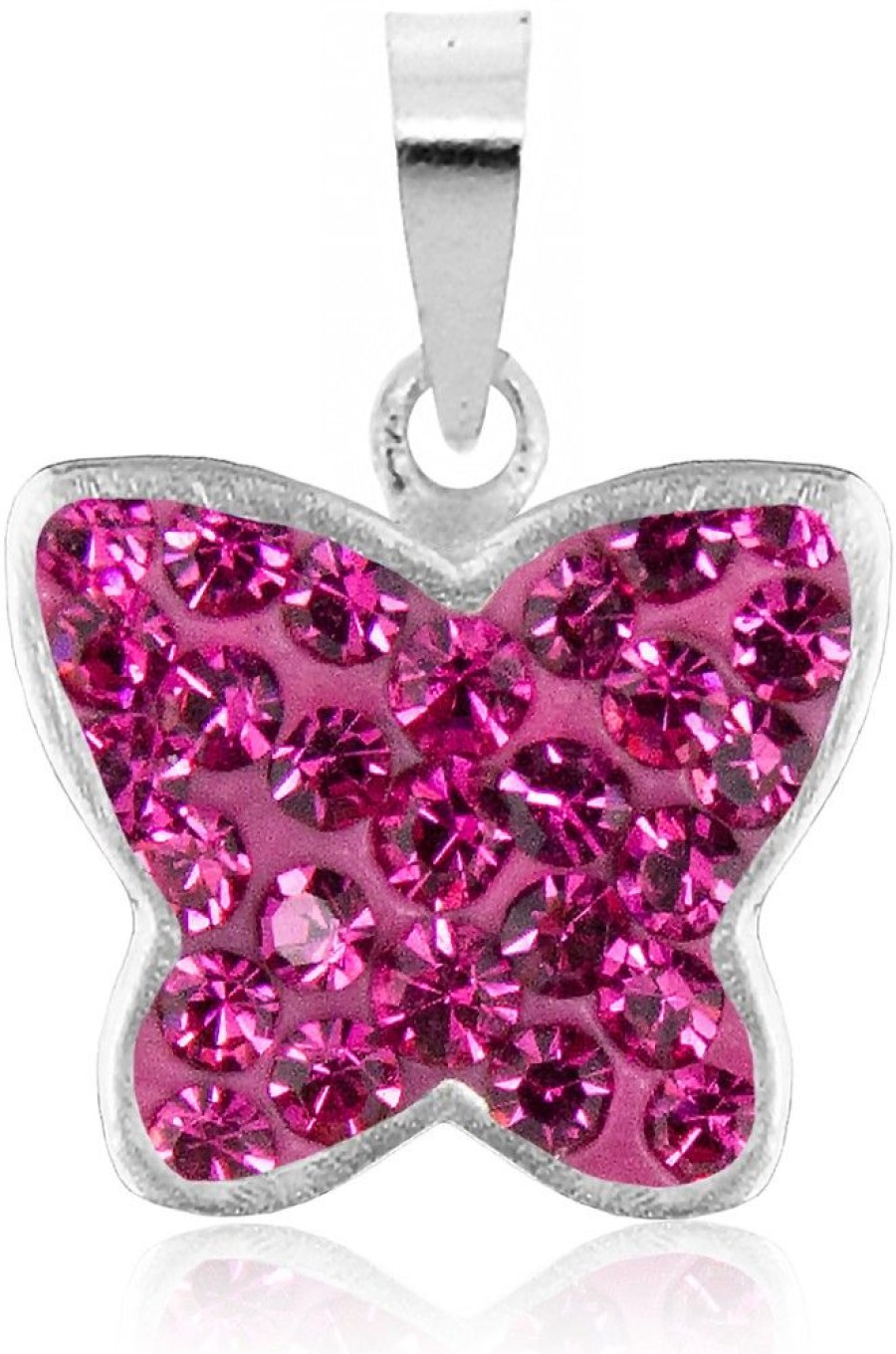 Schmuck LUISIA® | Luisia® Kettenanhanger Schmetterling Mit Kristallen Von Swarovski® - 925 Sterling Silber - Pink