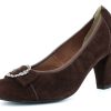 Damen Andrea Conti Pumps | Andrea Conti - Trachten Pumps Mit Zierschnalle - Dunkelbraun