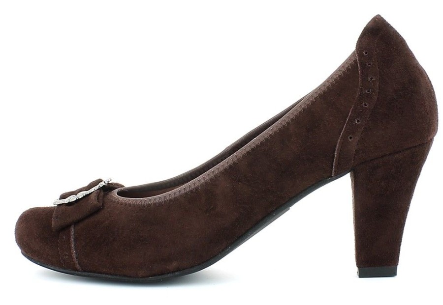 Damen Andrea Conti Pumps | Andrea Conti - Trachten Pumps Mit Zierschnalle - Dunkelbraun