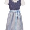 Madchen Isar-Trachten Dirndl | Isar-Trachten Kinder Dirndl "Valerie" 3-Tlg. Mit Bluse 43212 | Festlich - Blau