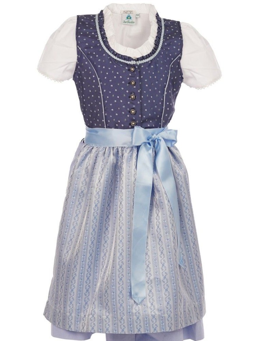 Madchen Isar-Trachten Dirndl | Isar-Trachten Kinder Dirndl "Valerie" 3-Tlg. Mit Bluse 43212 | Festlich - Blau