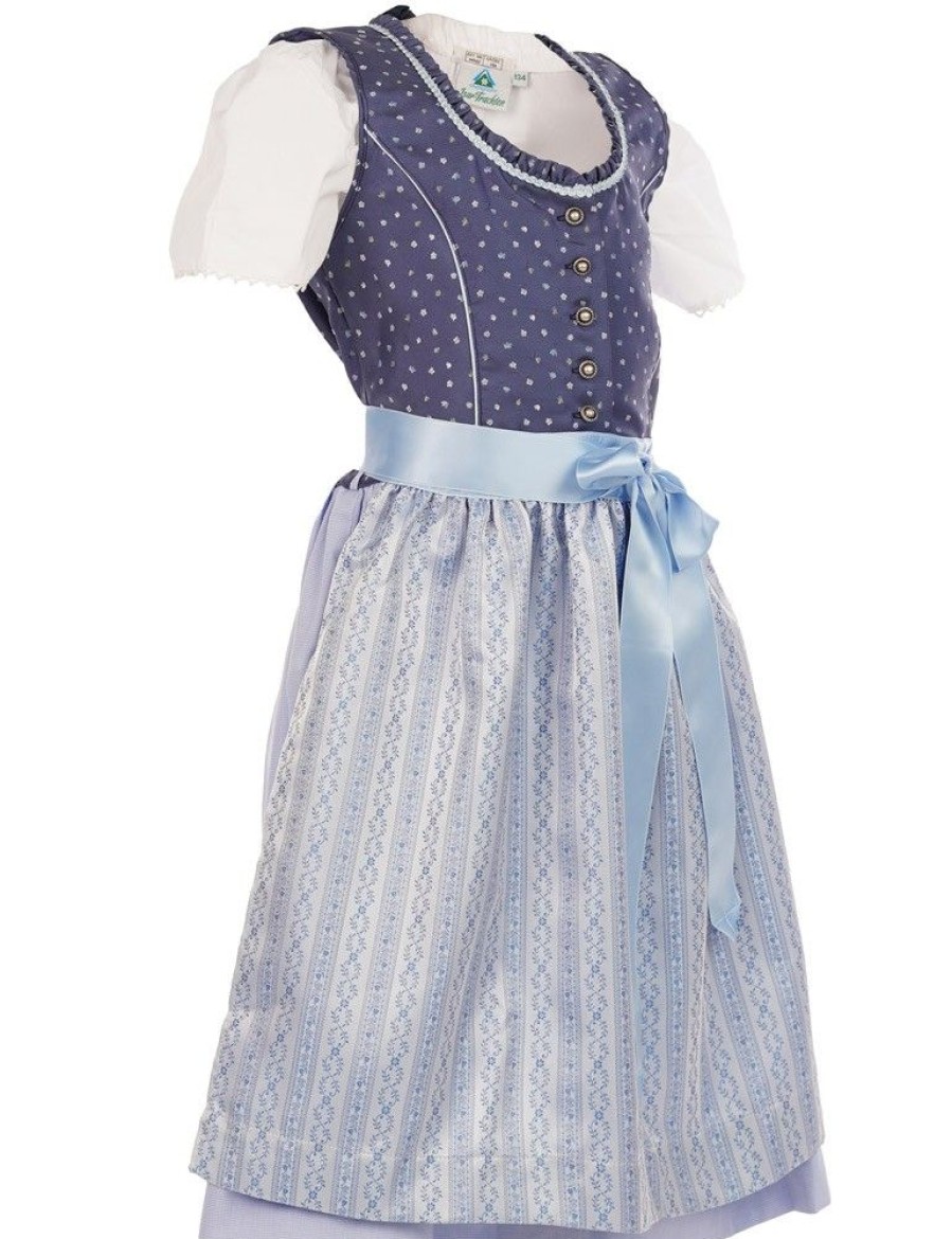 Madchen Isar-Trachten Dirndl | Isar-Trachten Kinder Dirndl "Valerie" 3-Tlg. Mit Bluse 43212 | Festlich - Blau