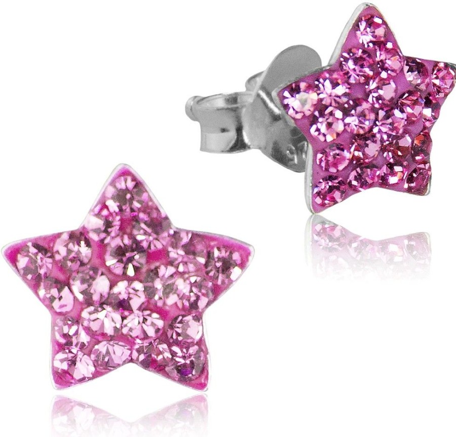 Schmuck LUISIA® | Luisia® Ohrringe Stern Mit Kristallen Von Swarovski® - 925 Sterling Silber - Pink