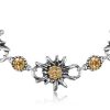 Schmuck Wolkenweis | Trachten Halskette "Selina" Collier Mit Edelweis Und Strass | Hellbraun