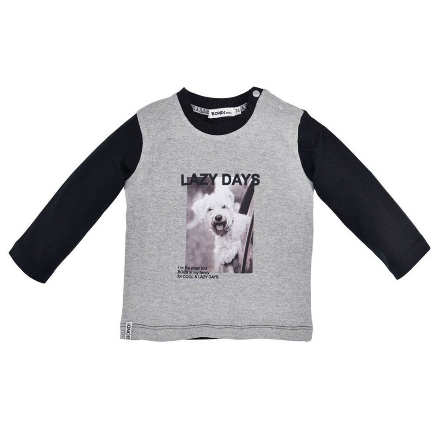 Jungen BONDI Shirts | Bondi Jungen Langarmshirt "Lazy Days" 91562 | Grey Melange