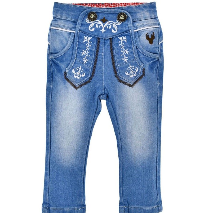 Jungen BONDI Lederhosen | Bondi Lange Baby Jungen Jeans "Lausbub" 91642 | Blue Denim