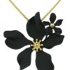 Schmuck LUISIA® Halsketten | Luisia® Halskette Nelia Mit Blumen - 16 Karat Vergoldet Schwarz