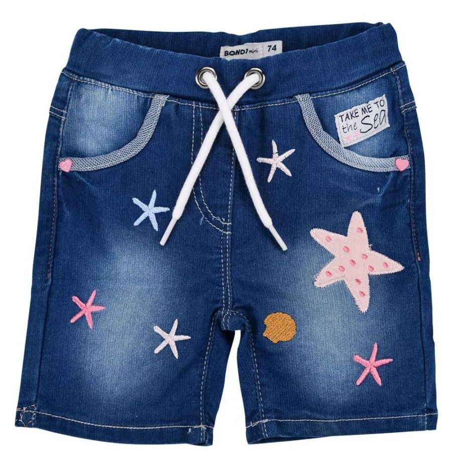 Madchen BONDI Hosen | Bondi Baby Madchen Jeansshort Bermuda "Marine Life" 86698 | Blue Denim