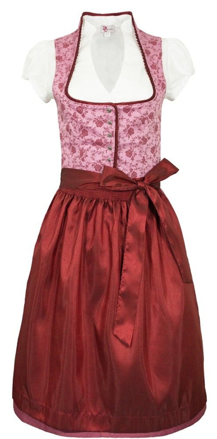 Madchen Turi Landhaus Dirndl | Turi Jugend Dirndl "Nicole" Mit Stehkragen 3Tlg. | Rosa Rot