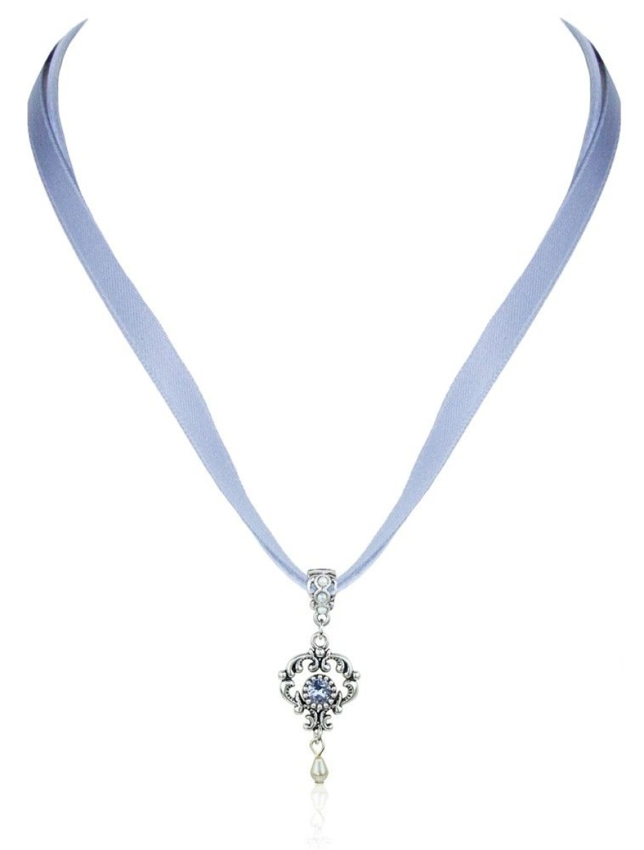 Schmuck LUISIA® | Luisia® Halskette Malou Mit Ornament Anhanger Und Kristall Von Swarovski® - Hellblau