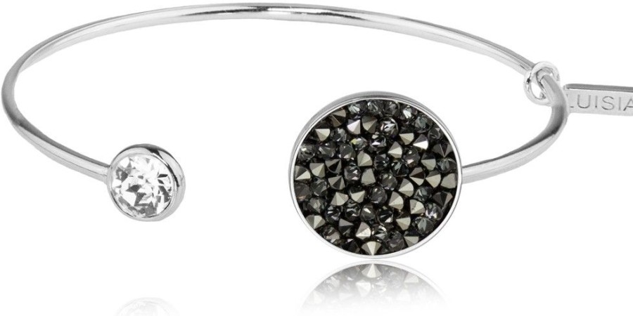 Schmuck LUISIA® | Luisia® Einreihiger Armreif "Moonlight" Mit Kristallen Von Swarovski® - Silber / Jet