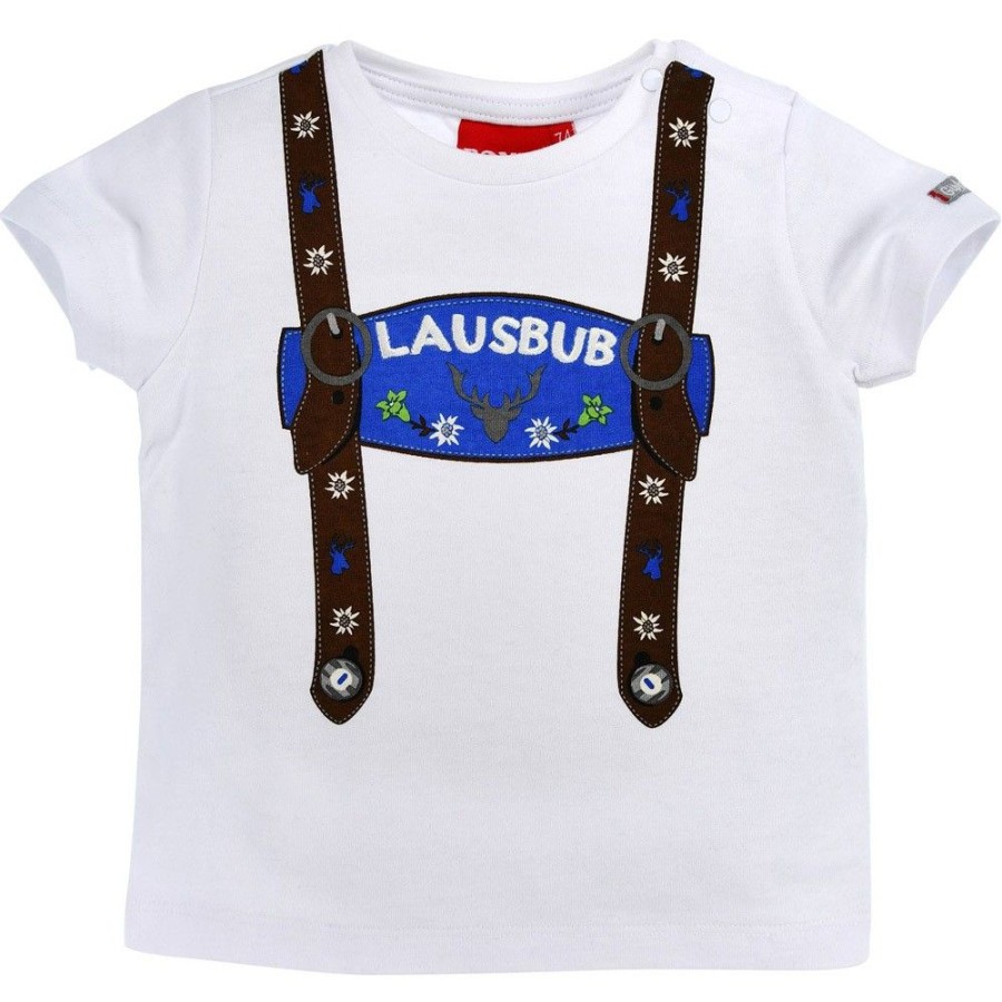 Jungen BONDI Fur´S Baby | Bondi Baby Jungen Hosentrager Trachten T-Shirt "Lausbub" 91325 | Weis Blau