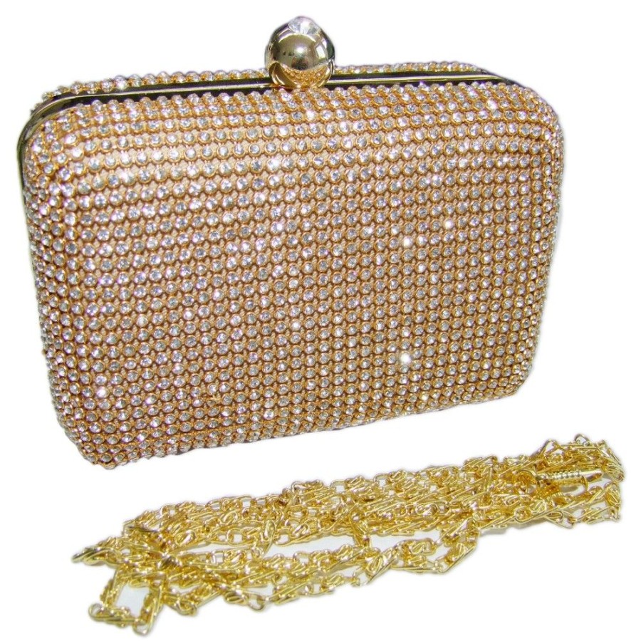 Damen Trachtenland Handtaschen | Elegante Strass Clutch Abendtasche Fur Damen - Gold