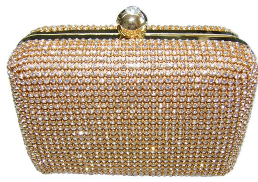 Damen Trachtenland Handtaschen | Elegante Strass Clutch Abendtasche Fur Damen - Gold