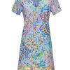 Damen Ringella Nachtwasche | Ringella Damen Sommer Kleid Mit Bordure "Bloomy" 3251001 | Azurblau