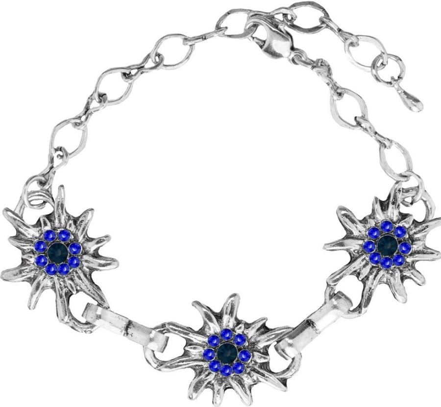 Schmuck Trachtenland | Trachtenarmband Edelweis - Royalblau