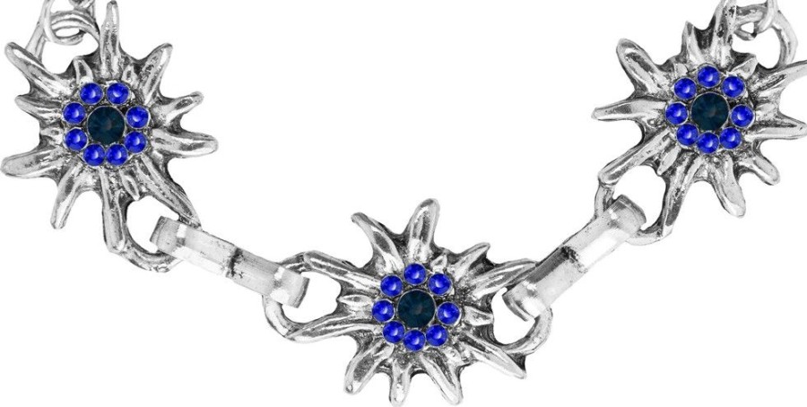 Schmuck Trachtenland | Trachtenarmband Edelweis - Royalblau