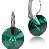 Schmuck LUISIA® | Luisia® 14 Mm Ohrringe Rivoli Mit Kristallen Von Swarovski® - Emerald / Smaragdgrun