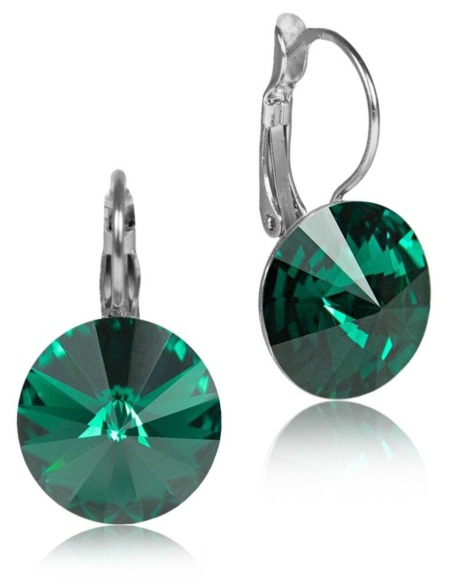 Schmuck LUISIA® | Luisia® 14 Mm Ohrringe Rivoli Mit Kristallen Von Swarovski® - Emerald / Smaragdgrun