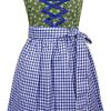 Damen Maddox Dirndl | Maddox Dirndl "Achensee" Traditionell | Olive Kobalt 55 Cm