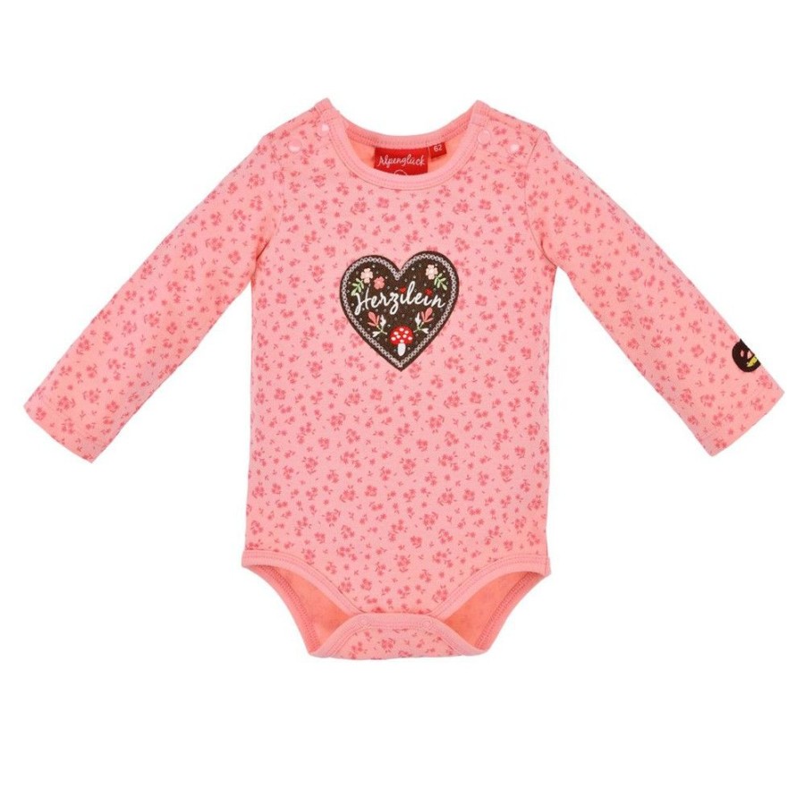 Madchen BONDI Baby Bodys | Bondi Baby Langarm Body "Herzilein" 86677 | Soft Rose