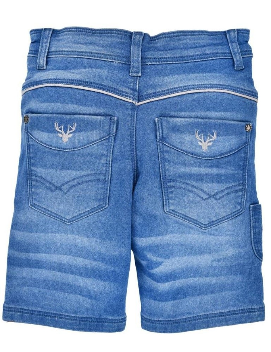 Jungen BONDI Lederhosen | Bondi Jungen Trachten Jeans Bermuda 29909 | Blue Denim